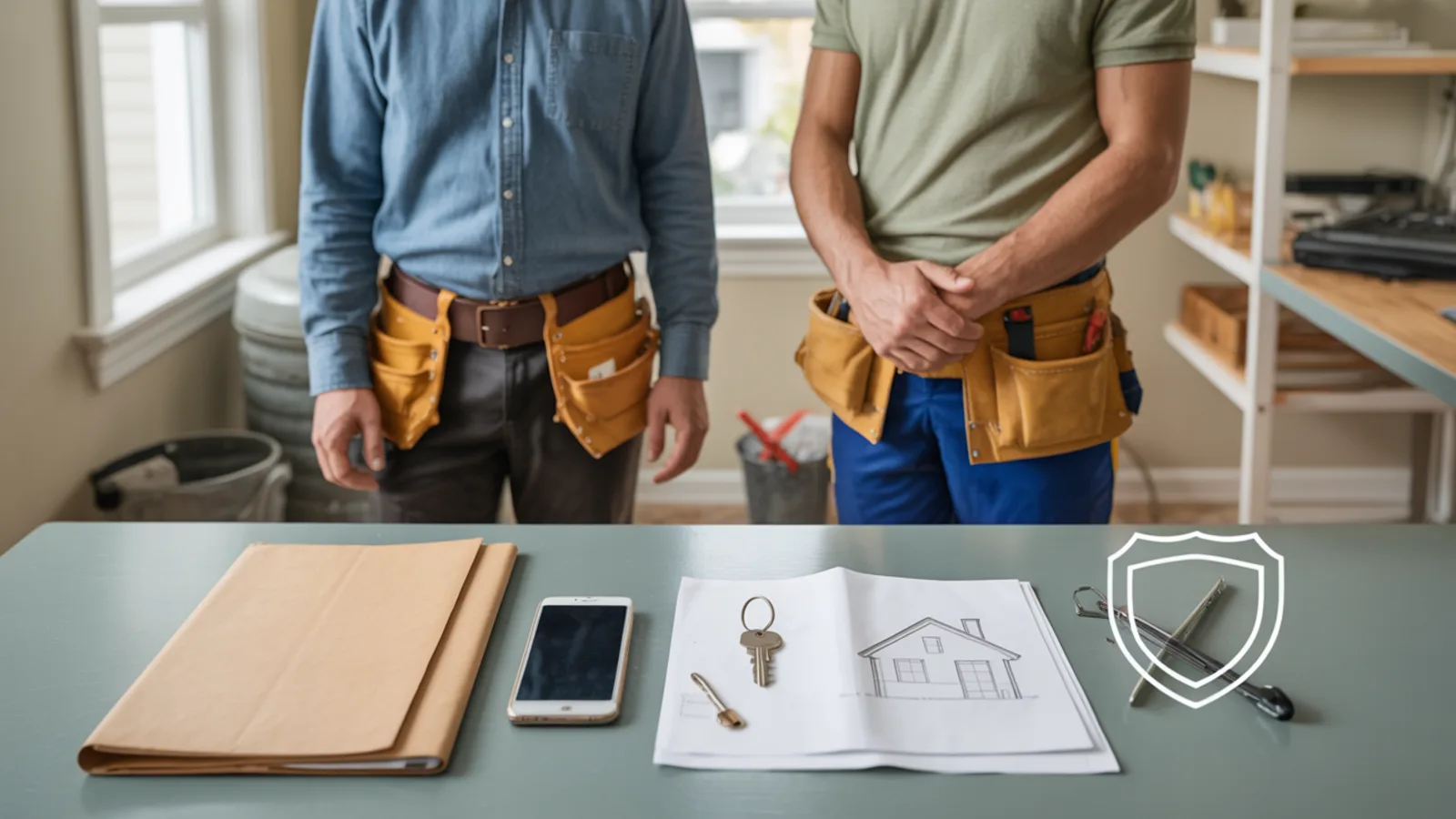 Organized property documents, phone, key, and privacy-focused planning materials